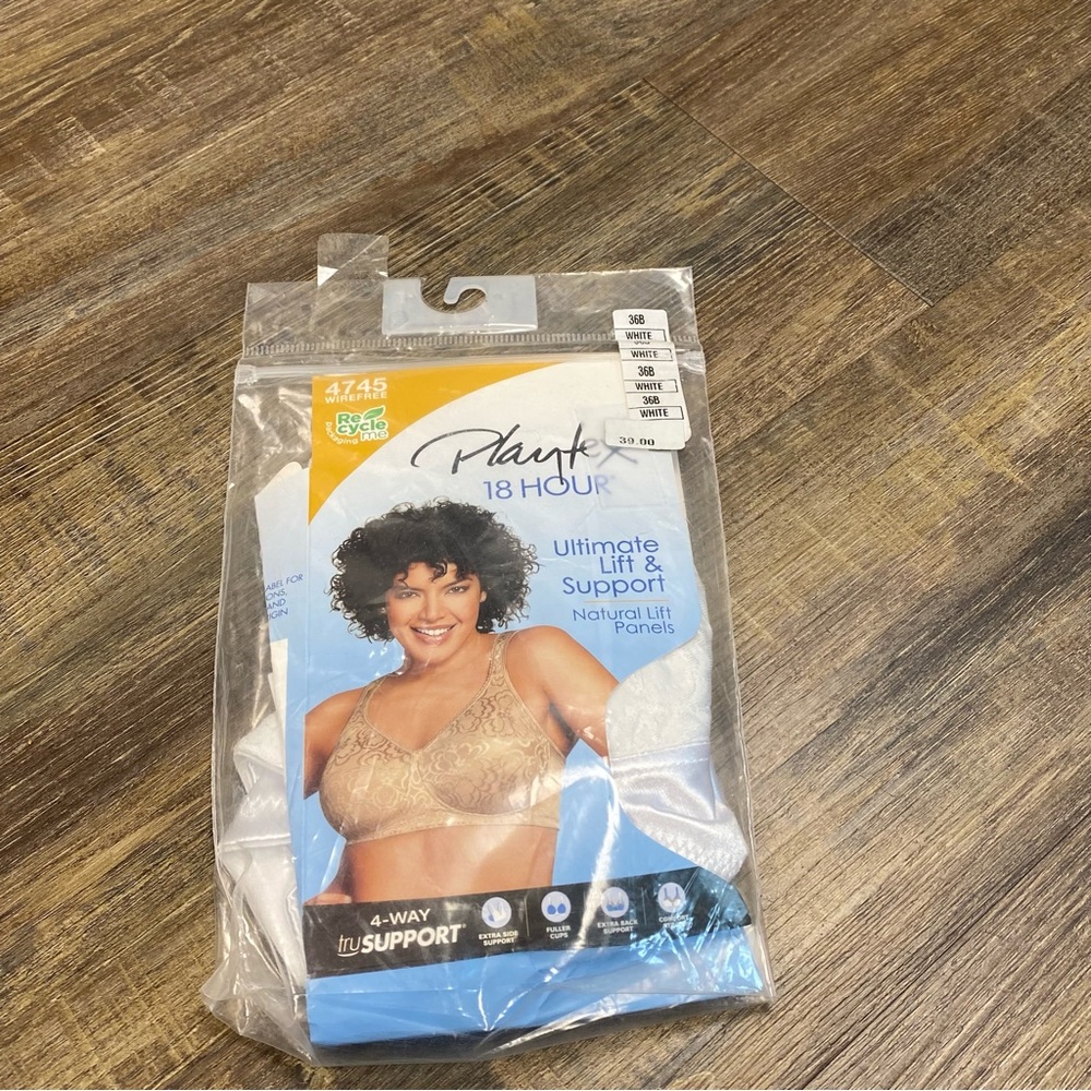 Playtex 18 Hour Natural Ultimate‎ Lift and Support White Bra Size 36B NWOT